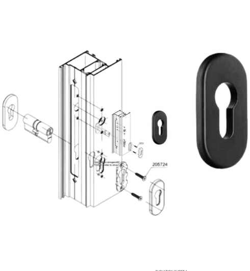 Genuine Schueco 227 security rosette for door cylinders.