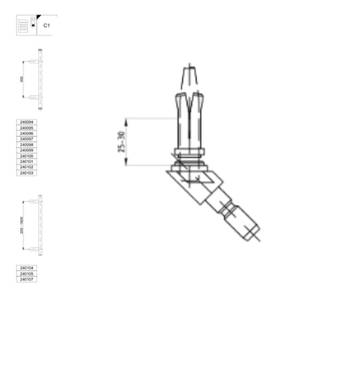 Schuco 238443-Pair of Fixing Kit Type C1 for Schuco Angled Pull Door Handle on Schuco AD UP 75