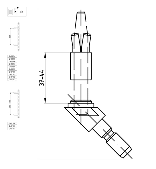 Schuco 238445-Pair of Fixing Kit Type C1 for Schuco Angled Pull Door Handle on Schuco AD UP 90