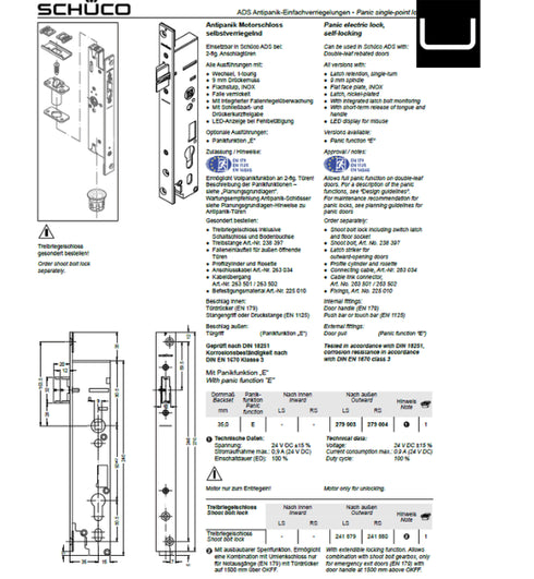 Schuco 241880 -Shoot bolt lck RS 35-5No