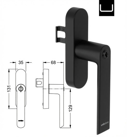 Schuco 269513 AWS and Simply Smart Lockable Gear Handle