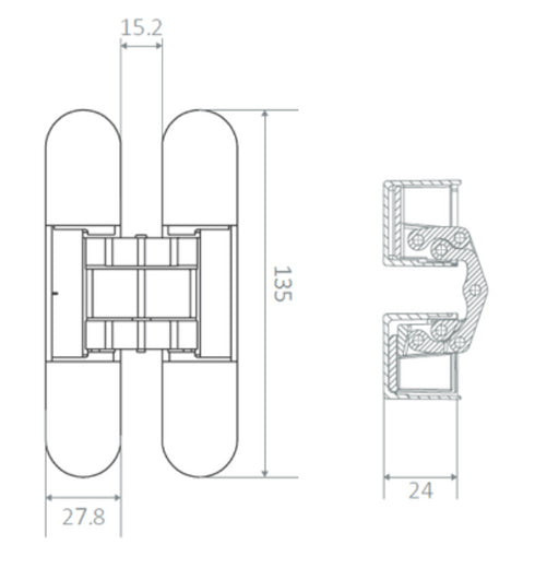 Technical drawing of a mechanical component with dimensions