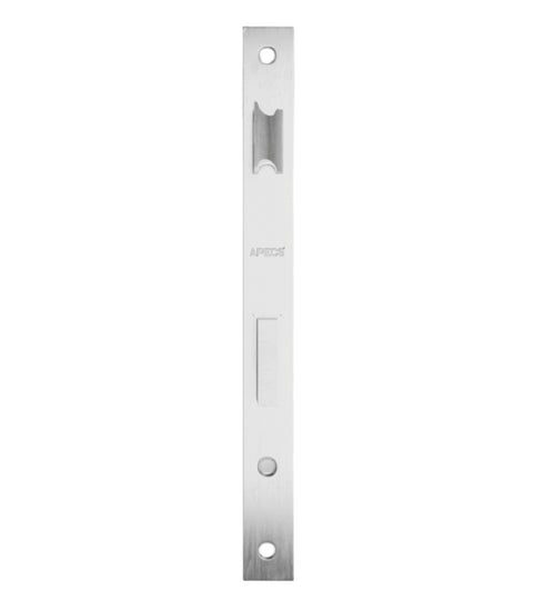 Metal door handle on a white background