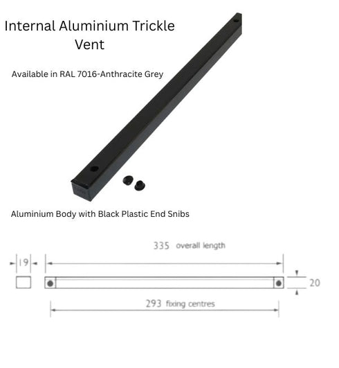5x FBR Non Acoustic RAL7016 Aluminium Trickle Vent & Canopy Sets (335mm/300mm) with Black Snibs - NO RETURNS