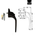 Cortizo Casement Inline Espag Window Handle Black