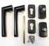Black door handles and lock components