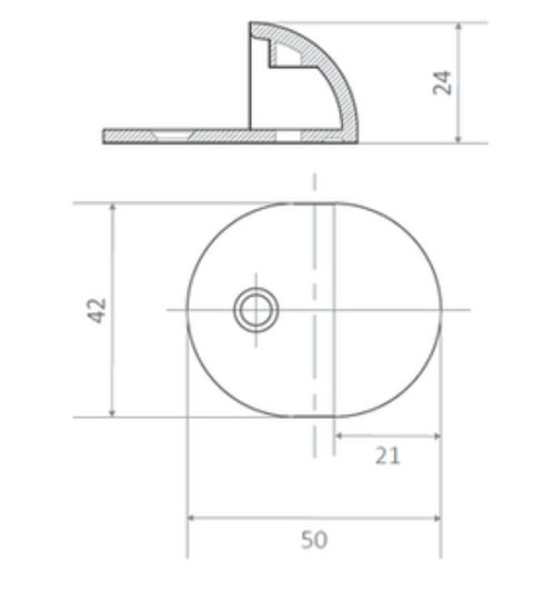 APECS DS-Door Stop - Floor Mounted Zamac Door Stop with Rubber Padding