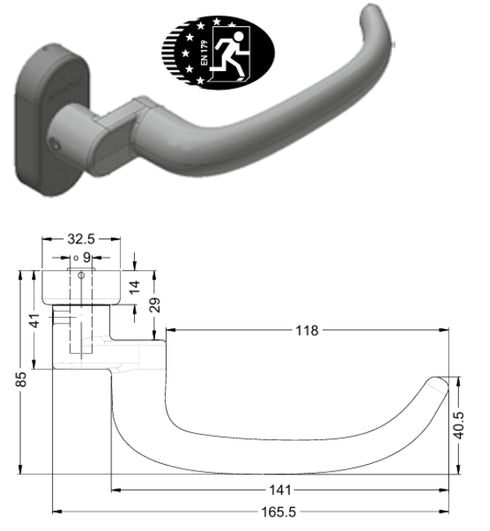 Schuco 269686 Door Handle Stainless Steel - Cranked without Return Spring