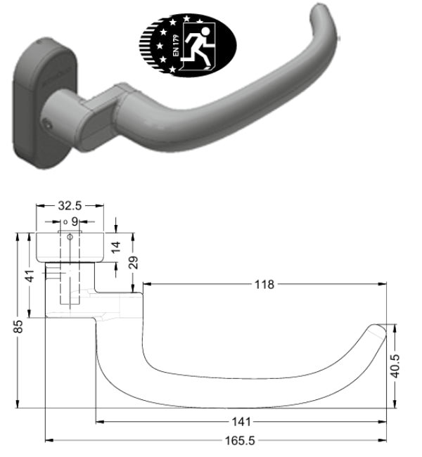 Schuco 269686 Door Handle Stainless Steel - Cranked without Return Spring