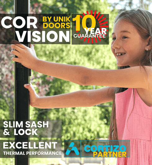 3.7M to 3.9M COR VISION Aluminium Sliding Door- Manufactured Bespoke to Your Own Size