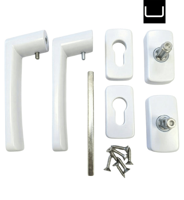WHITE CORTIZO handle set with spindle, screws and escutcheons-318608
