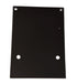 Black rectangular metal plate with holes on a white background