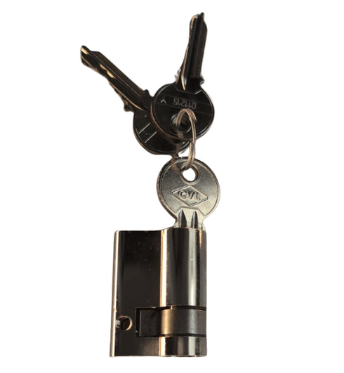 Lock with two keys on a white background
