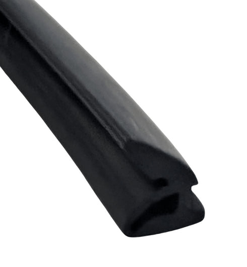 Black rubber strip on a white background