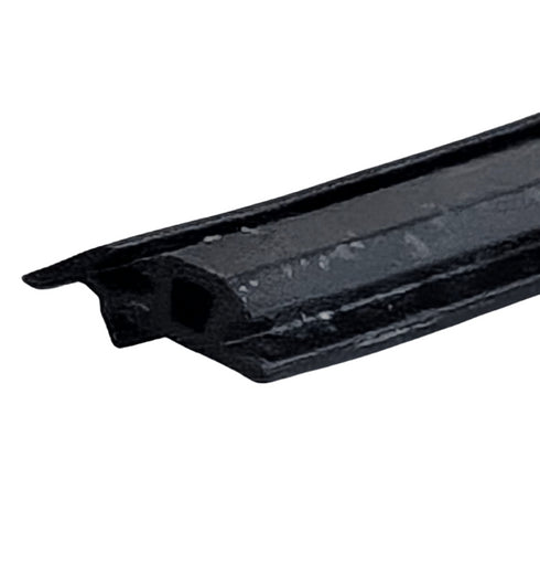 Black plastic strip on a white background