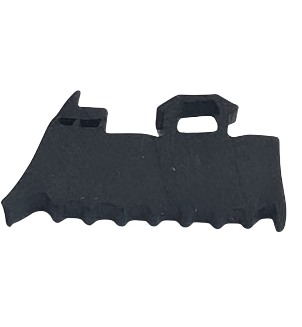 Black rubber boot sole with cleats on a white background