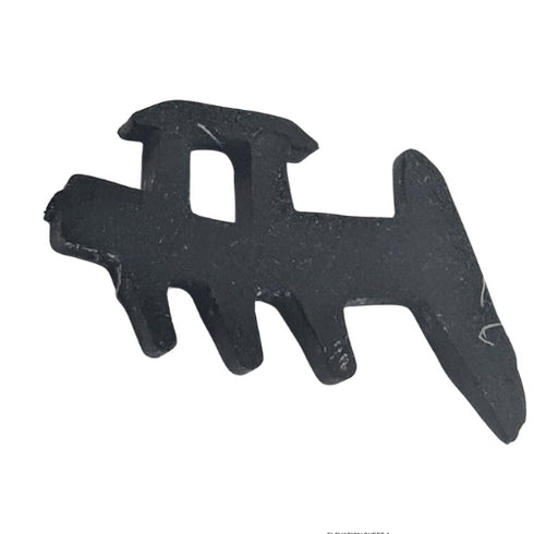 Black plastic clip on a white background