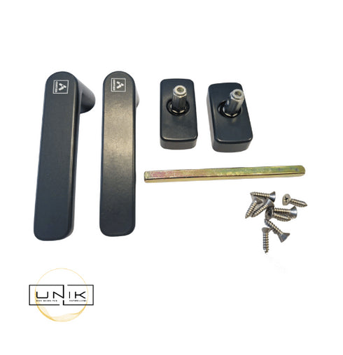 Black CORTIZO handle set with spindle and screws-318602