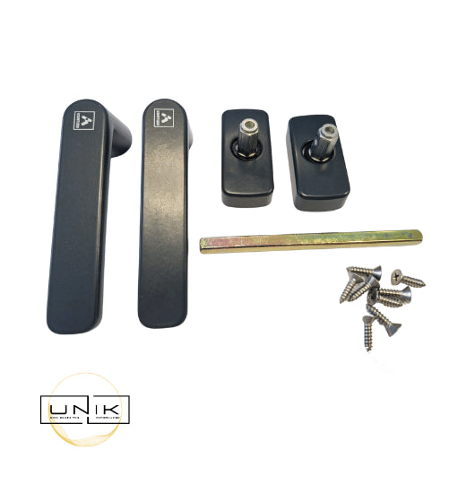 Black CORTIZO handle set  with spindle and screws-318602