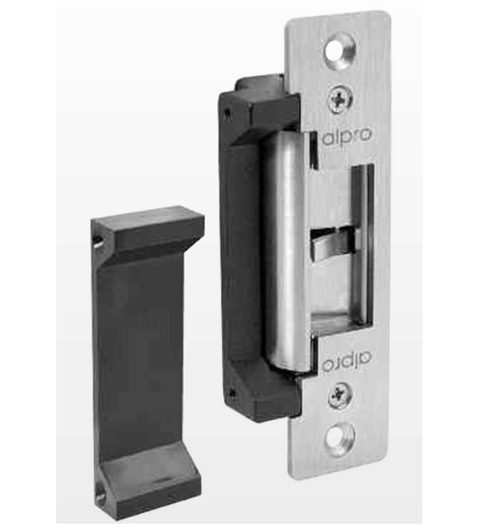 ALPRO EL901M - Gâche électrique surveillée 12 V CC ANSI PTL à ouverture par défaillance avec plaques frontales en acier inoxydable