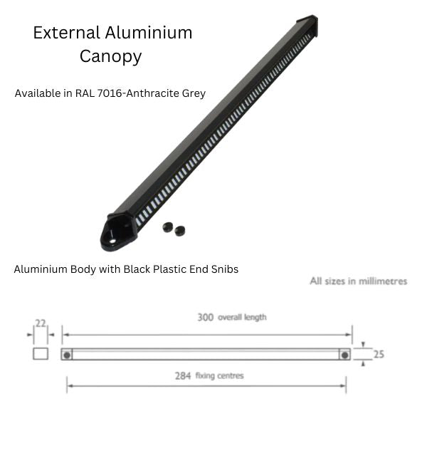 30x FBR Non Acoustic RAL7016 Aluminium Trickle Vent & Canopy Sets (335mm/300mm) with Black Snibs - NO RETURNS