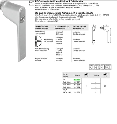 Schuco 247657 Security Window Handle-Black Finish