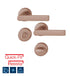 HOPPEbrasshandlesetonrosewithemergencyrelease-turnforbathroom-WCdoors-copper