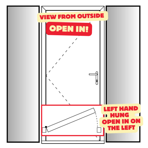 Hinged on the LEFT - Left Opening DOUBLE Sidelight as seen from Out