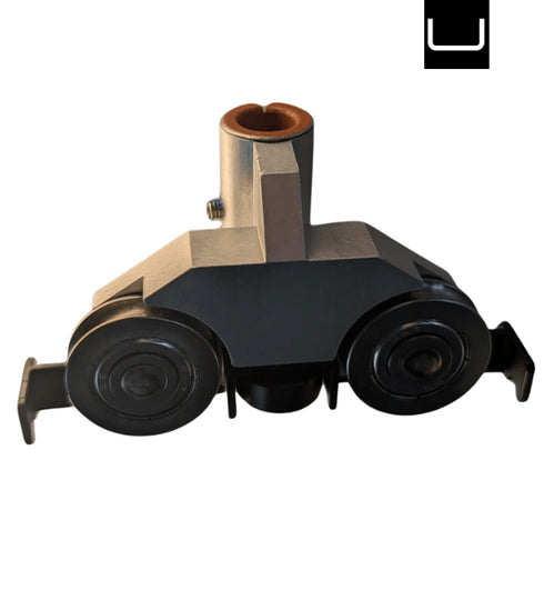 Metallic mechanical component on a white background