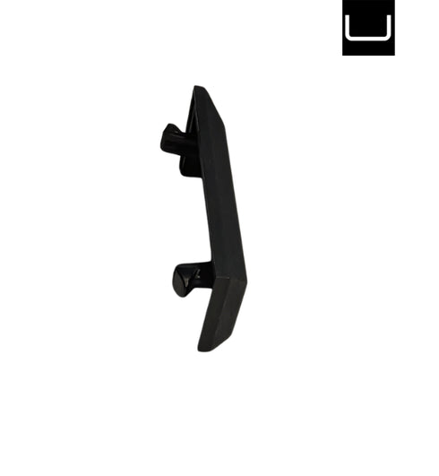 Black door handle on a white background