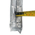 Metal bracket in a clear plastic bag with a measuring tape indicating its length.