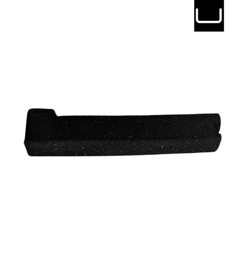 Black foam roller on a white background