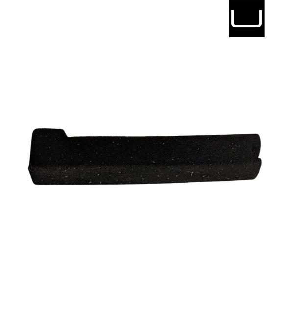 Black foam roller on a white background