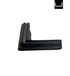 Black L-shaped object on a white background