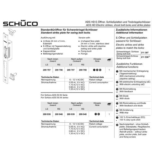 Schuco 209939 Electric Strike LHS