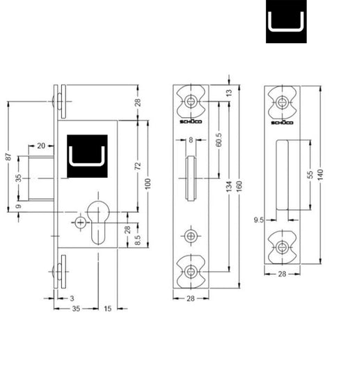 Schuco 211442 Bolzenschloss S65N