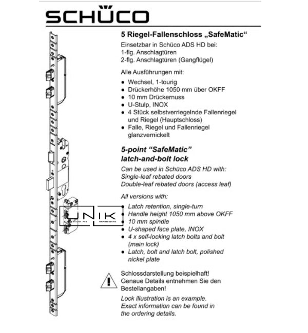 Schuco 211849 Five Point Bolt/Latch Lock SafeMatic