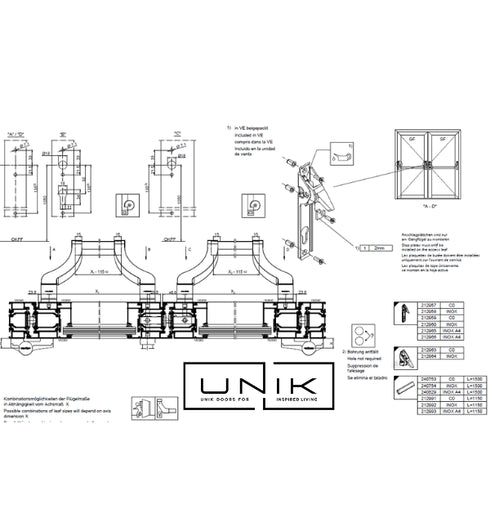 Schuco 212965 INOX A4 Push Bar (without hollow bar handle) A4 S. Steel- Commercial Grade Panic Hardware for Emergency Exit Systems (Copy)