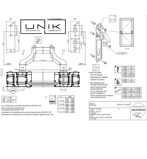 Schuco 212993 Inox A4 1150mm Hollow Handle Bar -S.Steel A4- Suitable for Swimming Pools