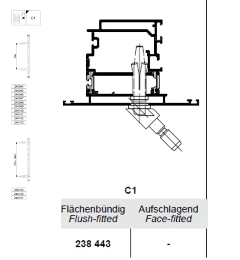Schuco 238443-Pair of Fixing Kit Type C1 for Schuco Angled Pull Door Handle on Schuco AD UP 75