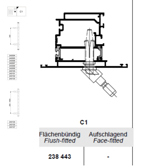 Schuco 238443-Pair of Fixing Kit Type C1 for Schuco Angled Pull Door Handle on Schuco AD UP 75