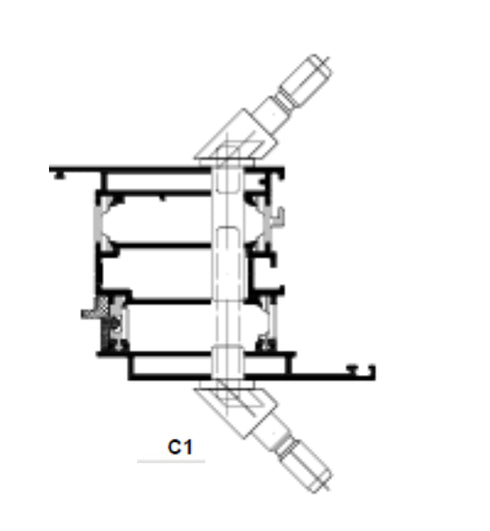 Schuco 238453-Fixing Kit Type C1 for Schuco Angled Pull Door Handle on Schuco AD UP 75