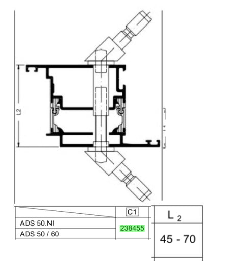 Schuco 238455-Back to Back Fixing Kit Type C1 for Schuco Angled Pull Door Handle