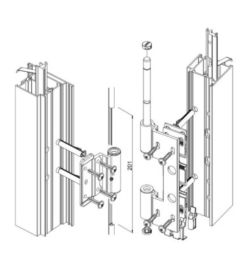Schüco Door Hinge 239596 - For Schuco ADS70HI Doors (Natural Silver)