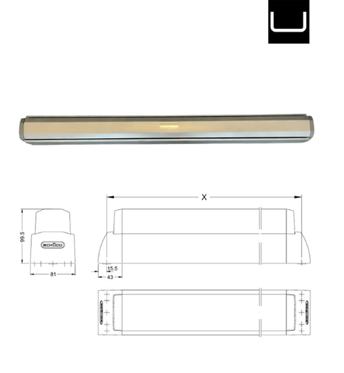 Schuco 240387 Touch Bar 810-1150mm Aluminium C0