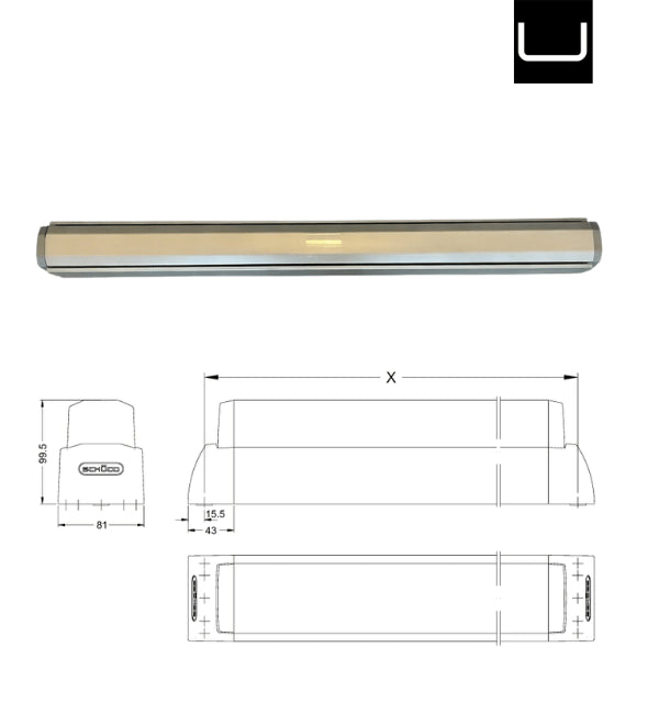 Schuco 240387 Touch Bar 810-1150mm Aluminium C0