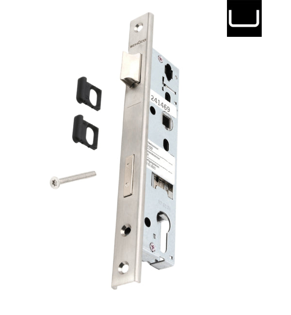 Schuco 241469 Deadbolt Latch Lock – U-Profile Faceplate, Single-Point Locking for ADS Doors