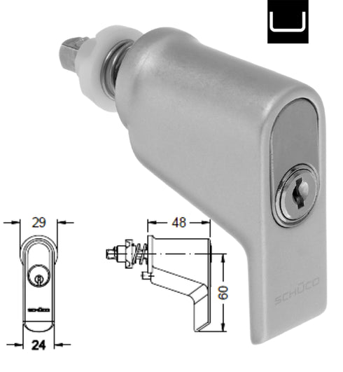 Schuco Lockable Push In Window Handle Short Version