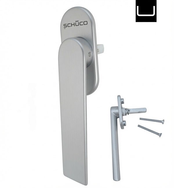 Schuco Bifold Shoot-bolt hand lever ALU silver 269190 -for AS FD 75 Bifold (2022 Onwards)