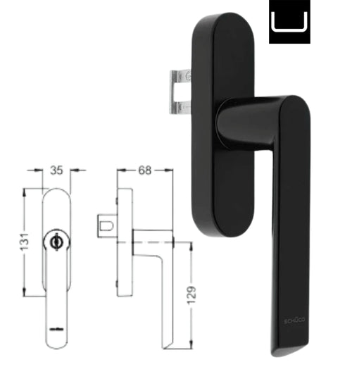 Schüco AWS Simply Smart Gear Handle 269510 – Black RAL 9005 LS/RS